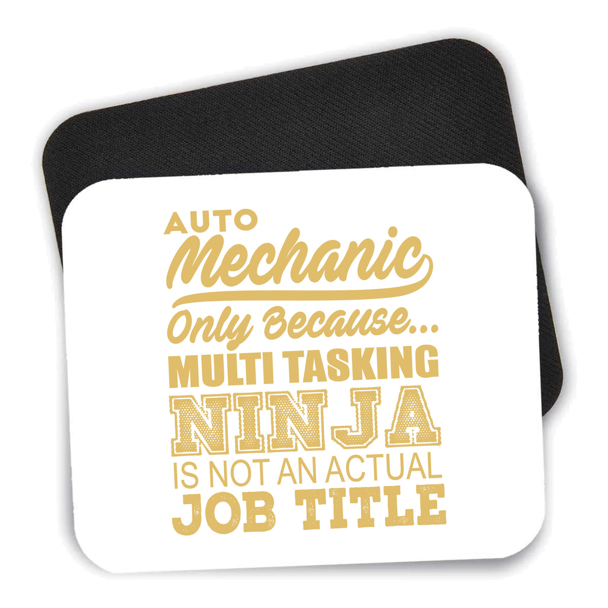 Auto Mechanic Multi Tasking Ninja mouse pad shown with its black non-slip rubber underside