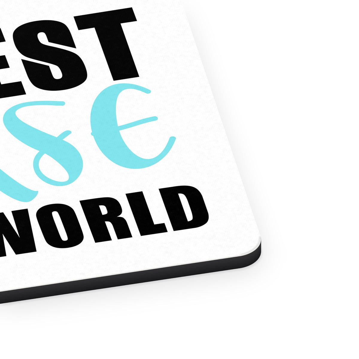The Best Nurse In The World mouse pad, close-up of the fabric surface and rubber edge