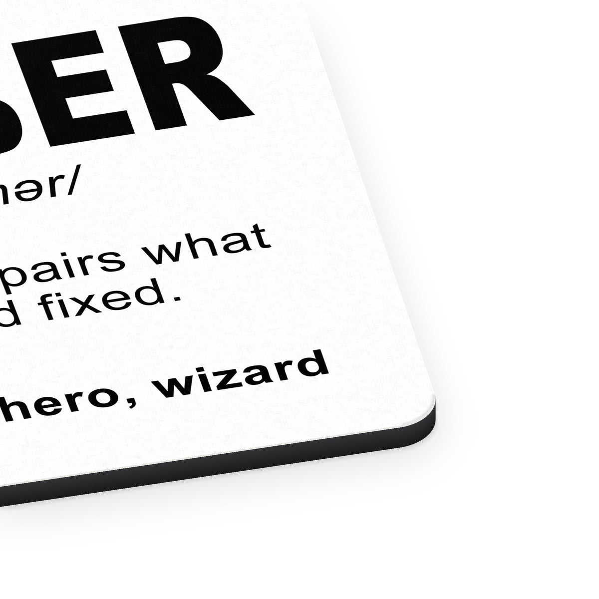 Plumber Definition - Fix What Your Husband Fixed mouse pad, close-up of the fabric surface and rubber edge