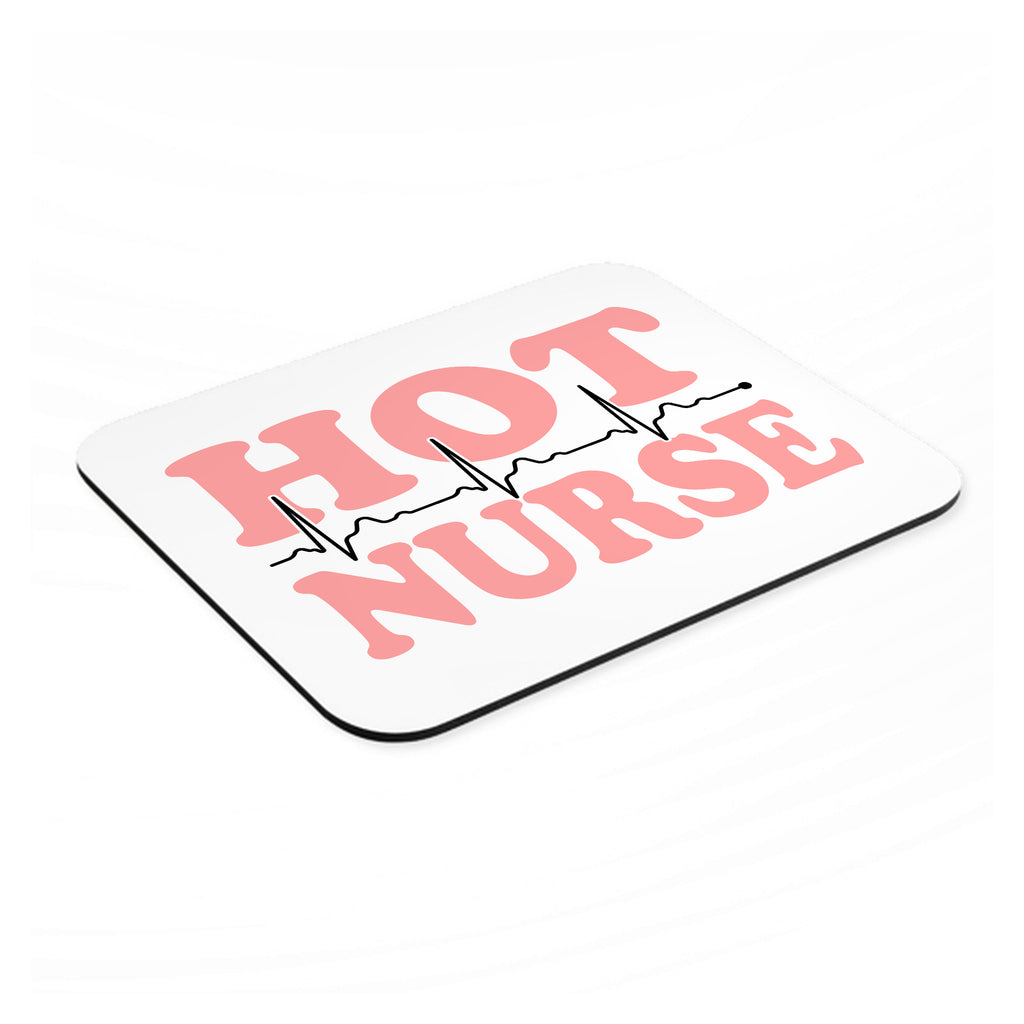Hot Nurse mouse pad, angled view showing the 1/4 inch thick base