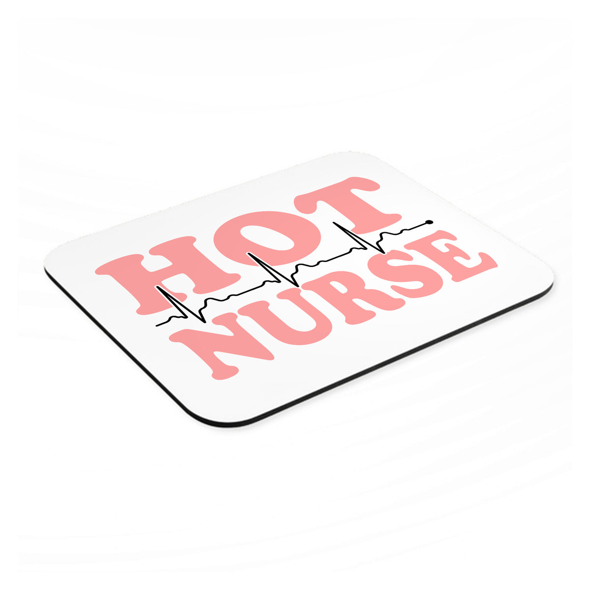 Hot Nurse mouse pad, angled view showing the 1/4 inch thick base