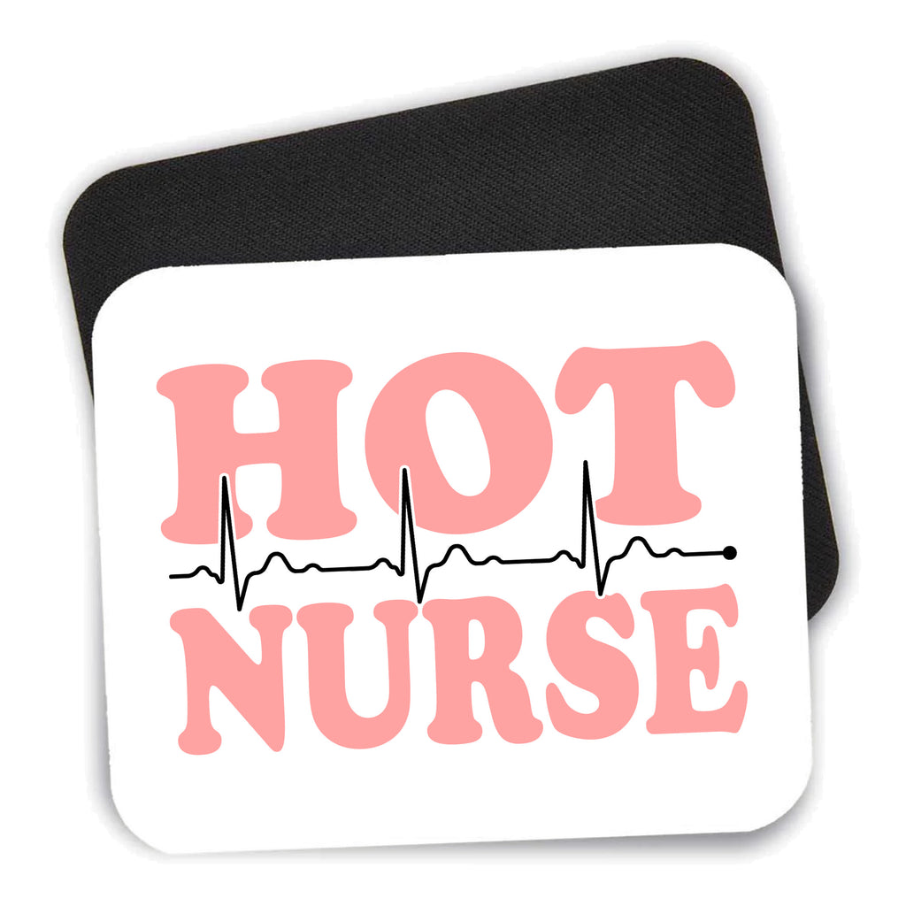 Hot Nurse mouse pad shown with its black non-slip rubber underside