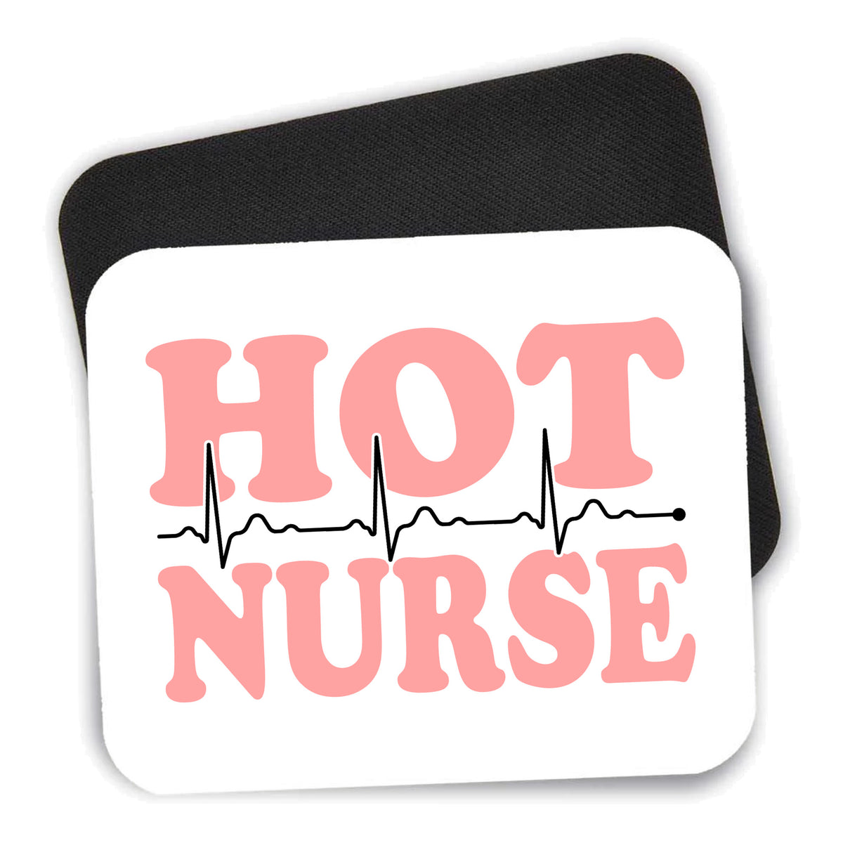 Hot Nurse mouse pad shown with its black non-slip rubber underside
