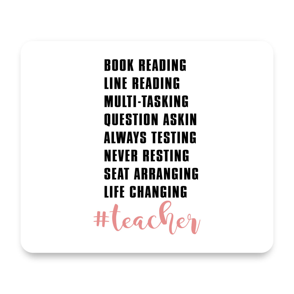 Teacher Book Reading Line Multi Tasking mouse pad, front view