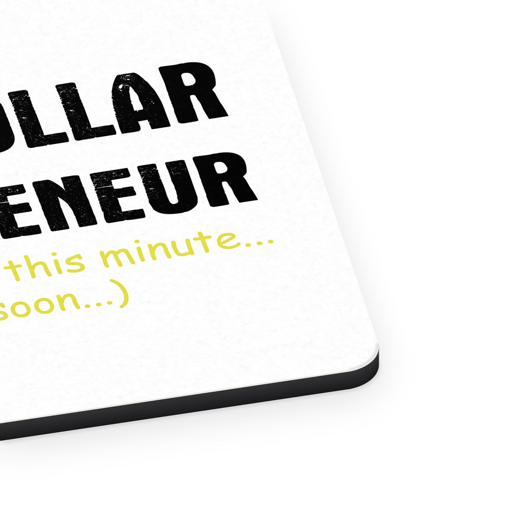 Billion Dollar Entrepreneur mouse pad, close-up of the fabric surface and rubber edge