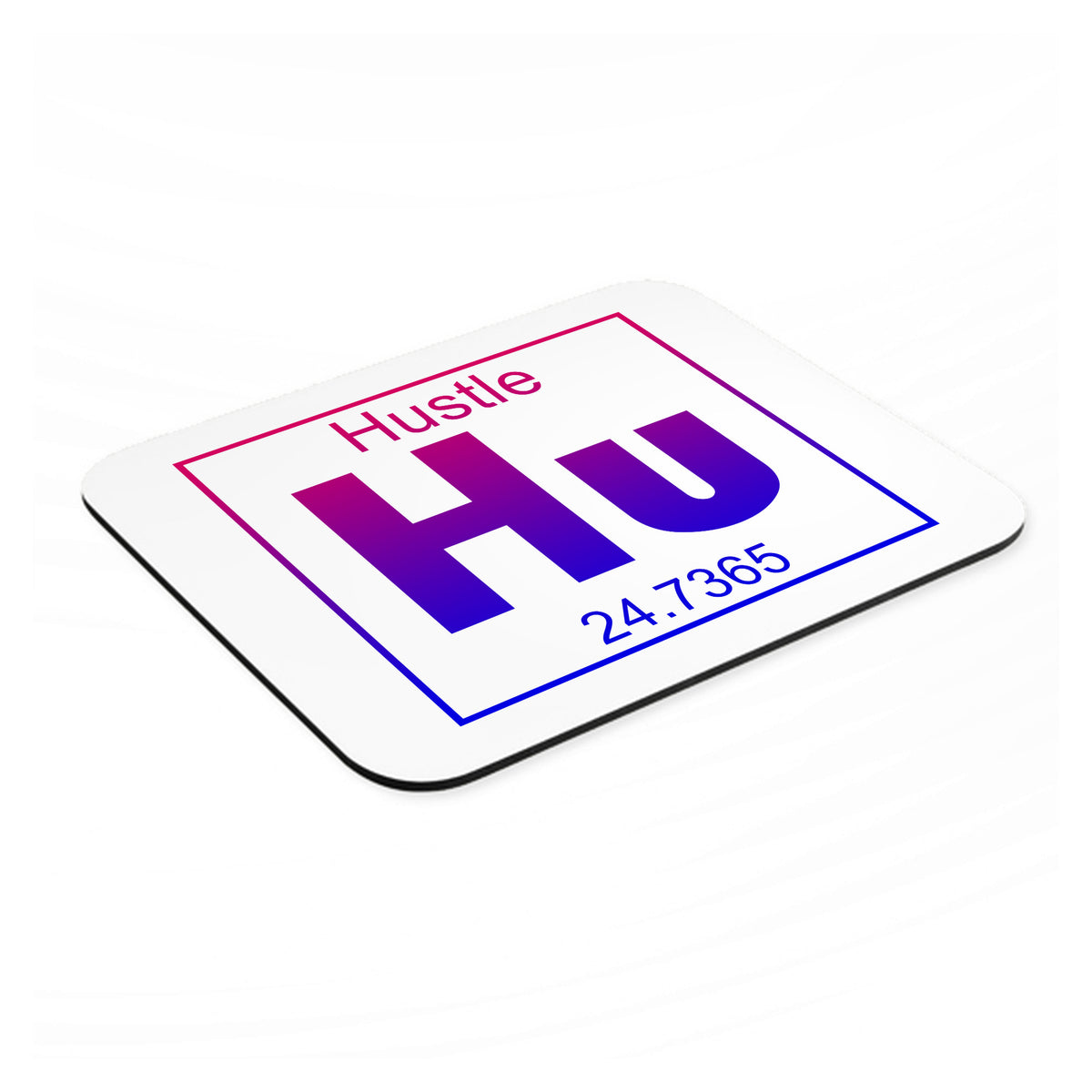 Entrepreneur Hustle Hu Element mouse pad, angled view showing the 1/4 inch thick base