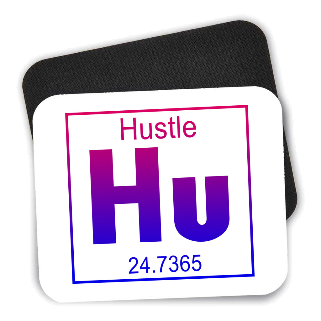 Entrepreneur Hustle Hu Element mouse pad shown with its black non-slip rubber underside
