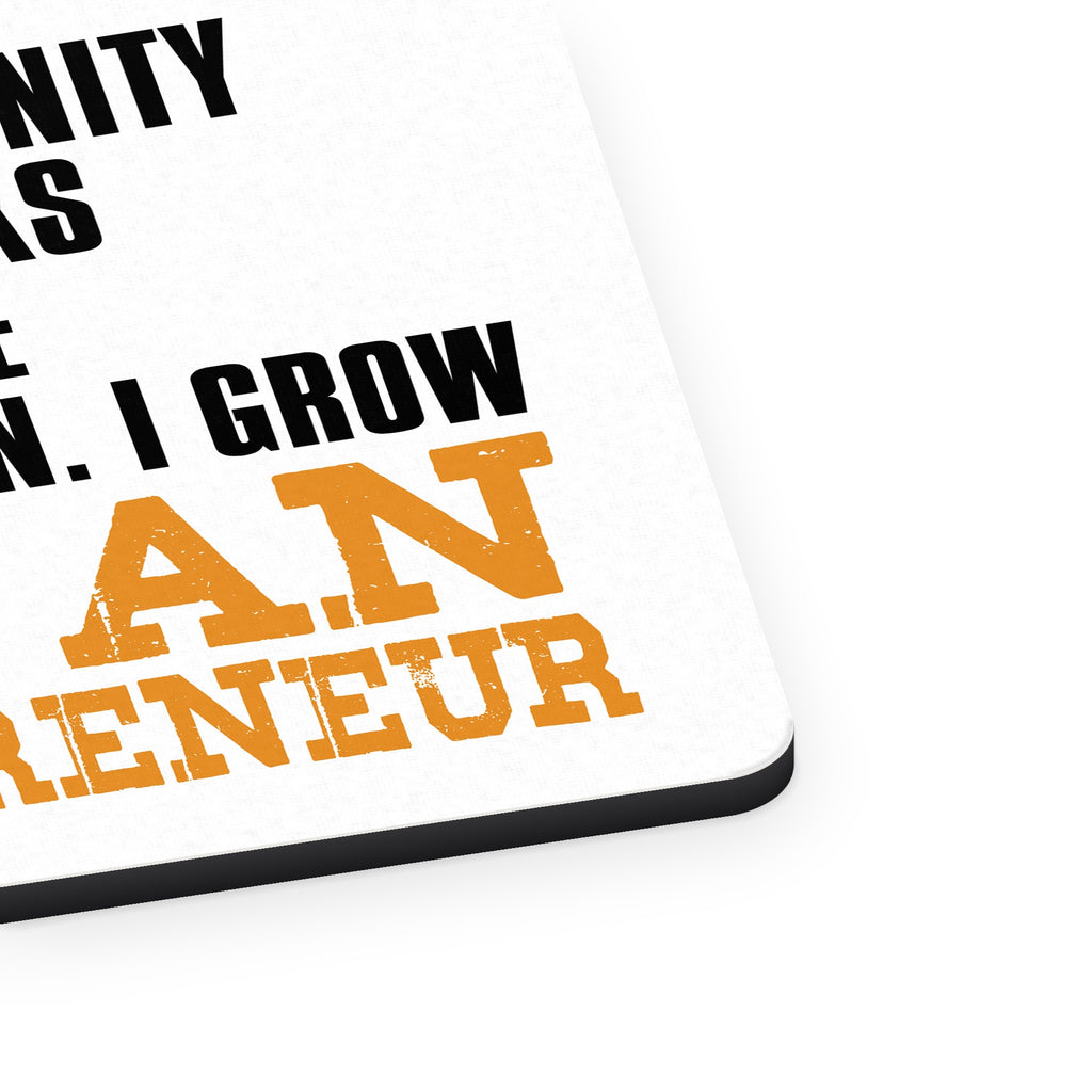 Entrepreneur Opportunity Risks Hustle mouse pad, close-up of the fabric surface and rubber edge