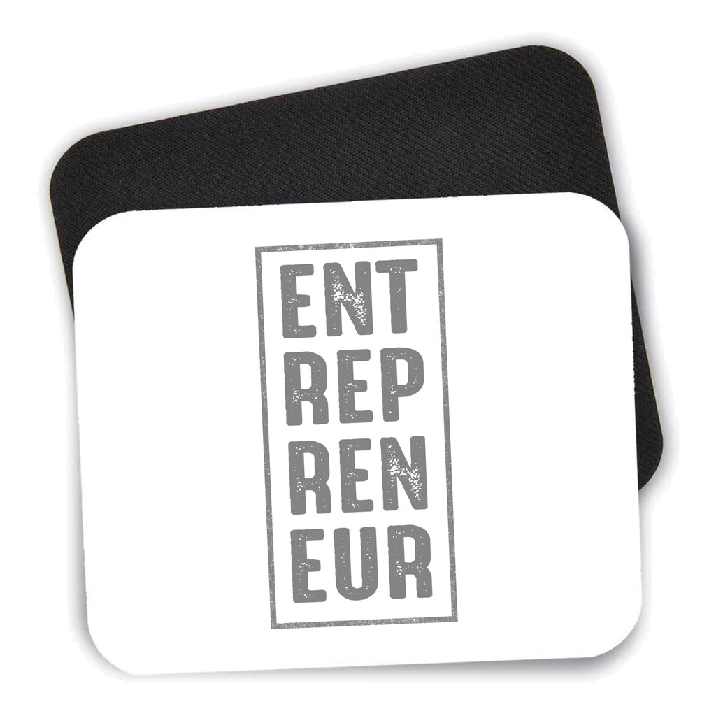Entrepreneur Word Art mouse pad shown with its black non-slip rubber underside