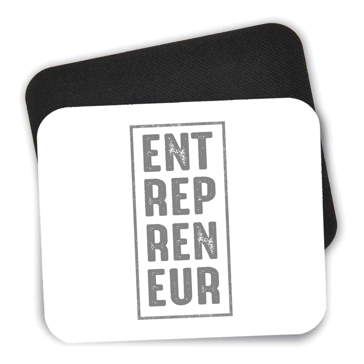 Entrepreneur Word Art mouse pad shown with its black non-slip rubber underside