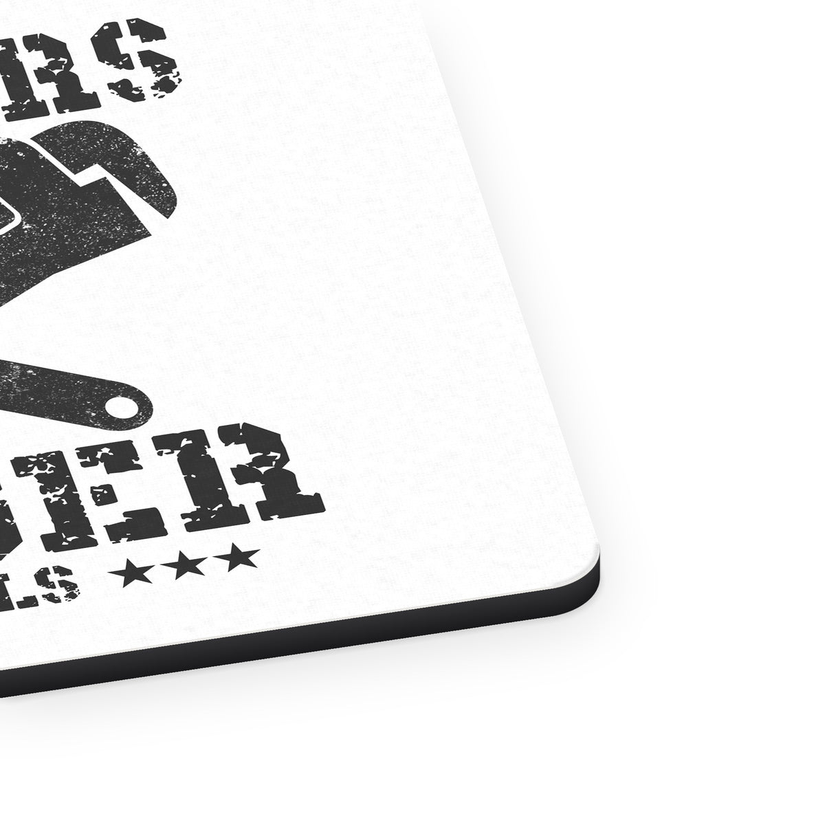 Plumbers Have Bigger Tools mouse pad, close-up of the fabric surface and rubber edge