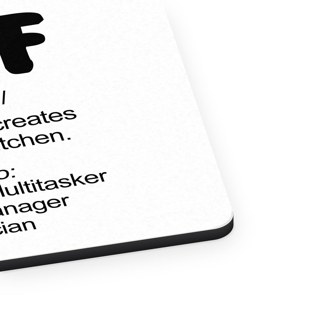 Chef Definition - Magic in the Kitchen mouse pad, close-up of the fabric surface and rubber edge
