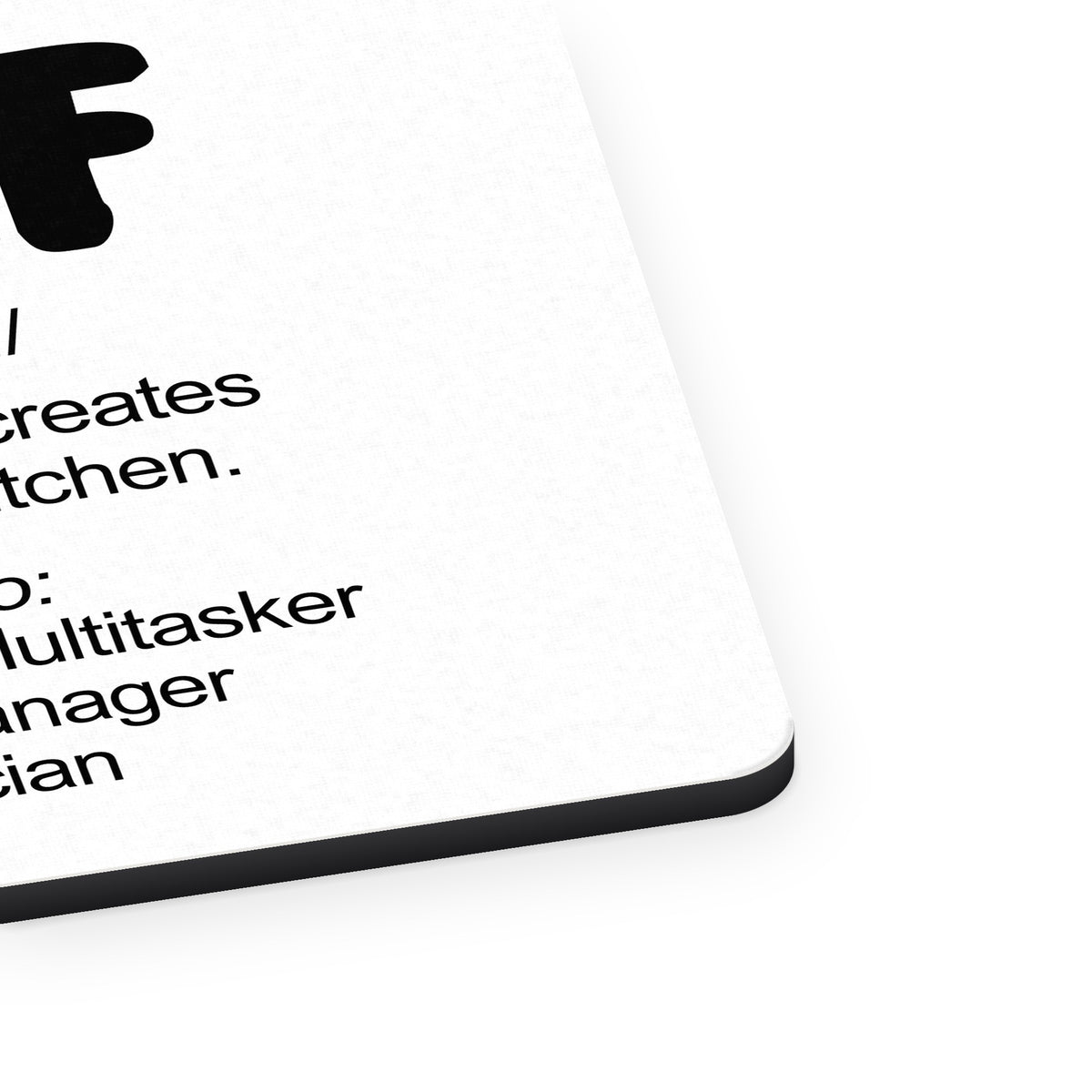 Chef Definition - Magic in the Kitchen mouse pad, close-up of the fabric surface and rubber edge