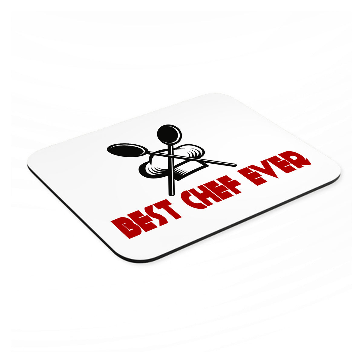 Best Chef Ever mouse pad, angled view showing the 1/4 inch thick base