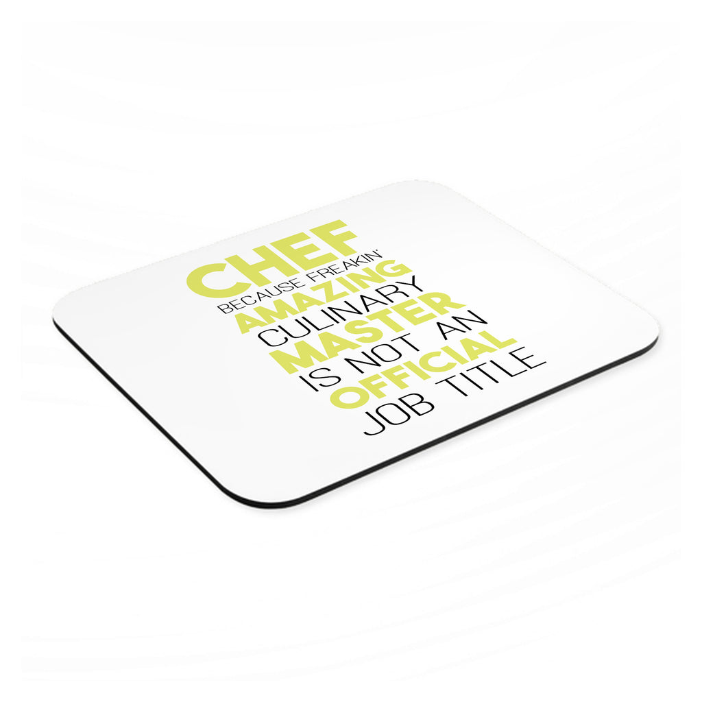 Chef Amazing Culinary Master mouse pad, angled view showing the 1/4 inch thick base