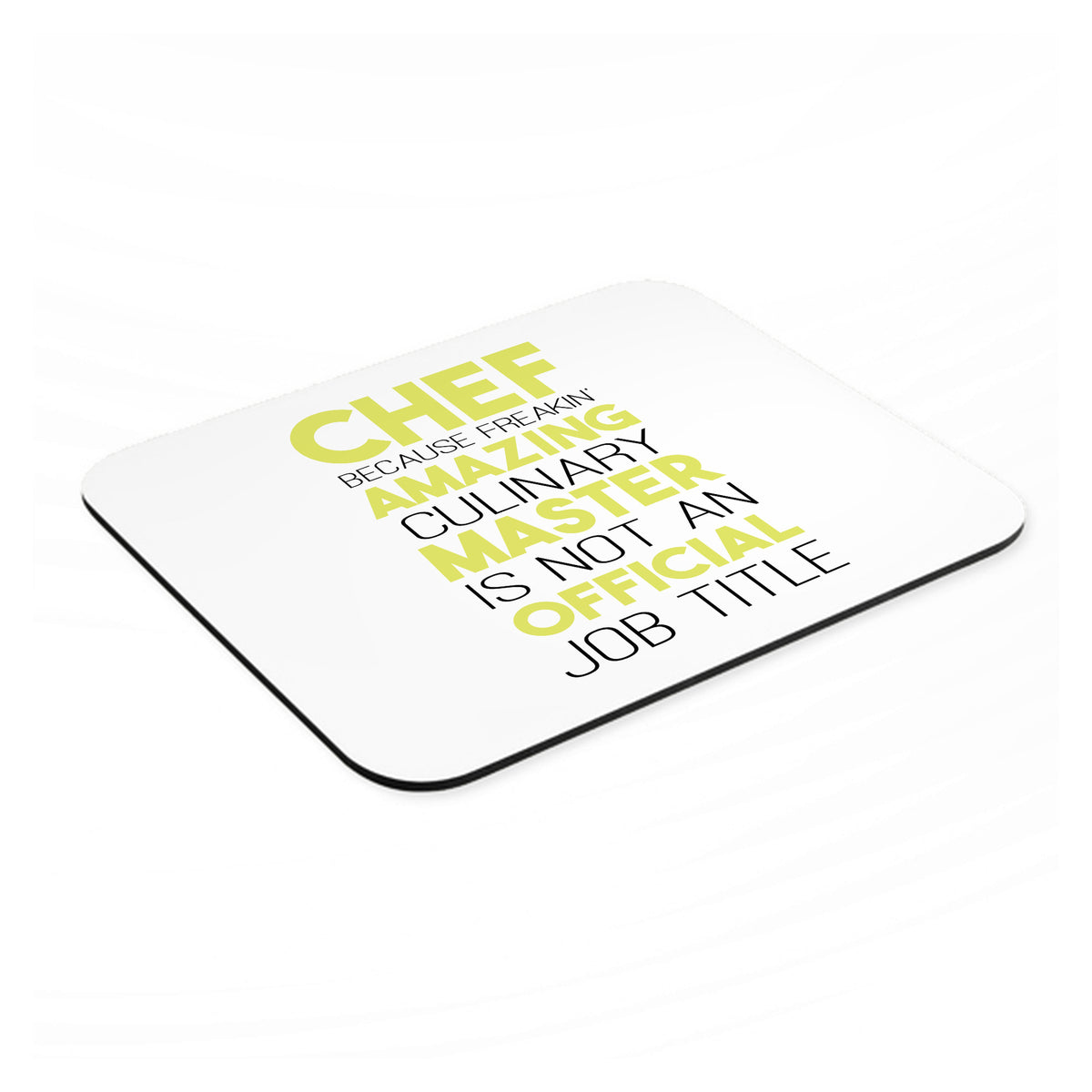 Chef Amazing Culinary Master mouse pad, angled view showing the 1/4 inch thick base
