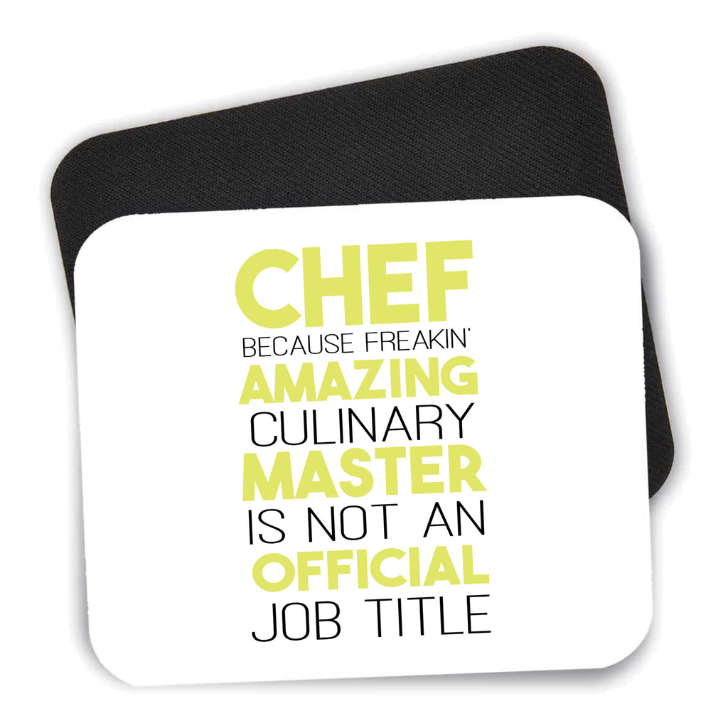 Chef Amazing Culinary Master mouse pad shown with its black non-slip rubber underside