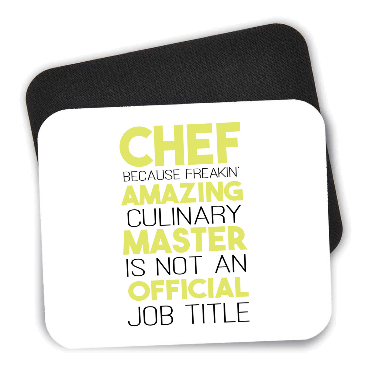 Chef Amazing Culinary Master mouse pad shown with its black non-slip rubber underside