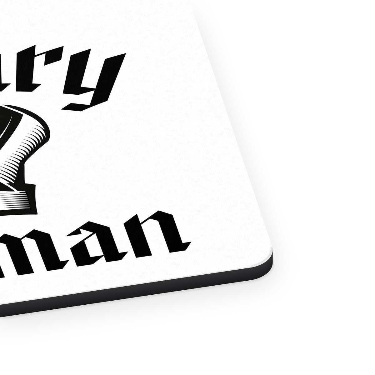 Culinary Badman mouse pad, close-up of the fabric surface and rubber edge