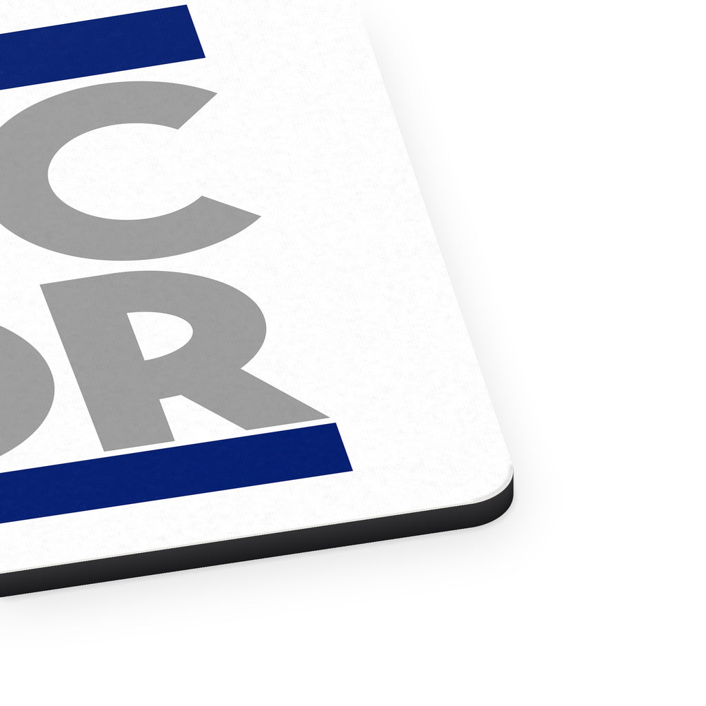 DOCTOR Word Art mouse pad, close-up of the fabric surface and rubber edge