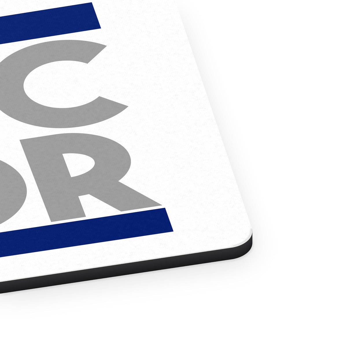 DOCTOR Word Art mouse pad, close-up of the fabric surface and rubber edge