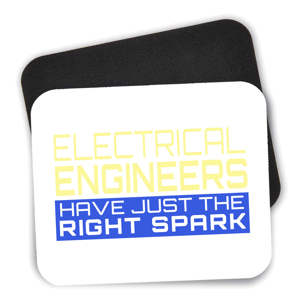 Electrical Engineers Have the Right Spark mouse pad shown with its black non-slip rubber underside