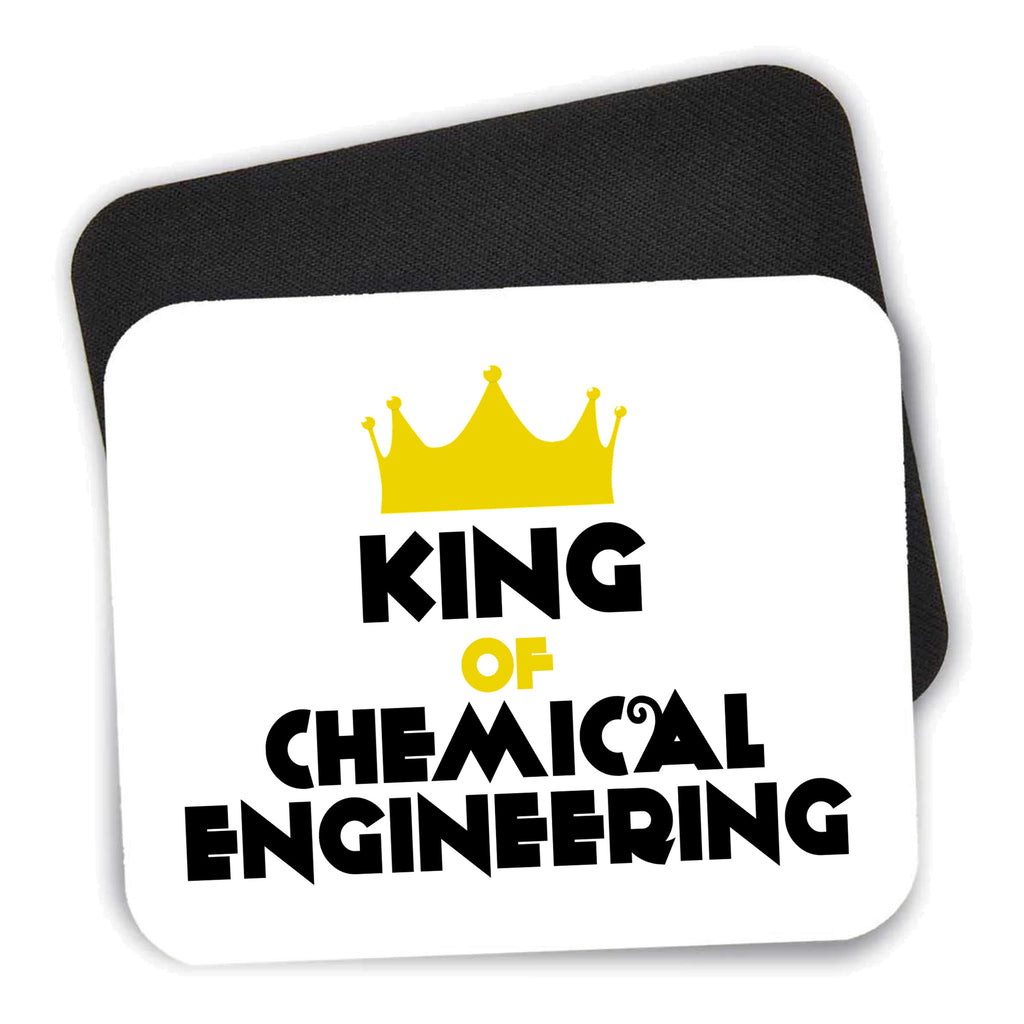 King of Chemical Engineering mouse pad shown with its black non-slip rubber underside