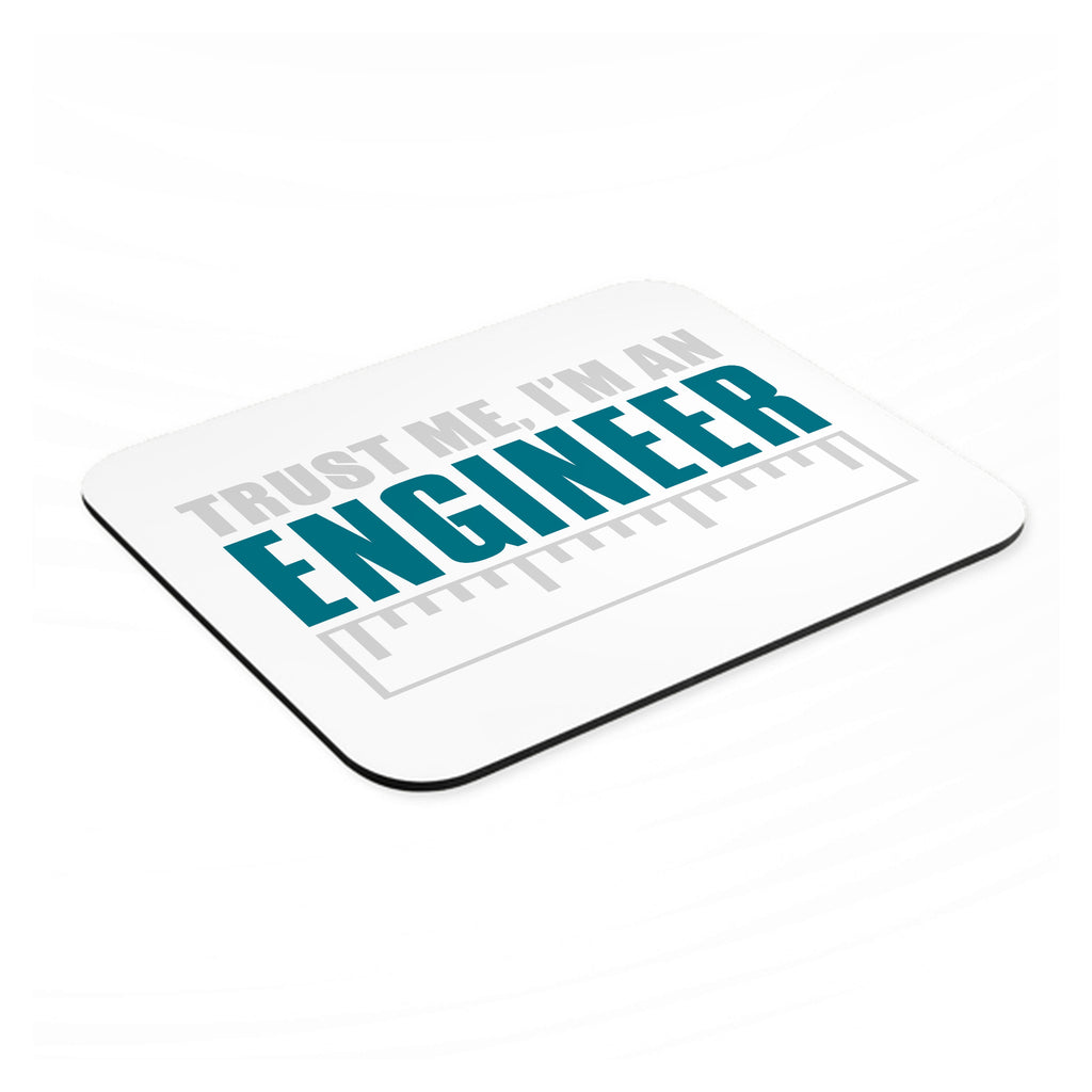 Trust Me I'm an Engineer mouse pad, angled view showing the 1/4 inch thick base