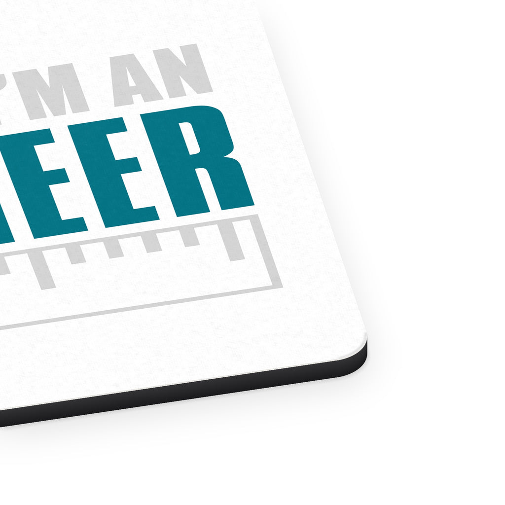 Trust Me I'm an Engineer mouse pad, close-up of the fabric surface and rubber edge