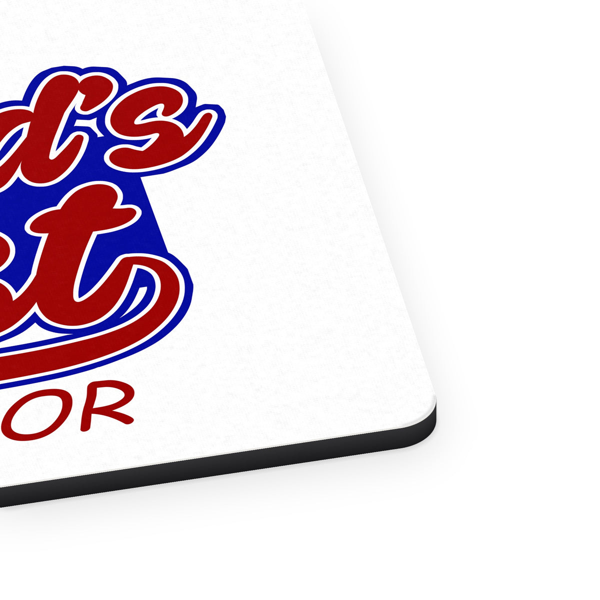 The World's Best Actor mouse pad, close-up of the fabric surface and rubber edge