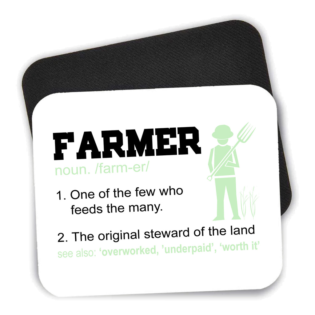 Farmer Definition - Few Who Feeds Many mouse pad shown with its black non-slip rubber underside