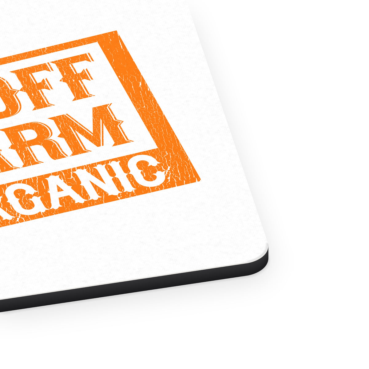 Fresh Off the Farm 100% Organic mouse pad, close-up of the fabric surface and rubber edge