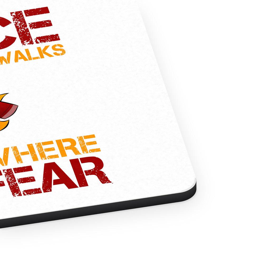 Firefighter - I Dance Where the Devil Walks mouse pad, close-up of the fabric surface and rubber edge