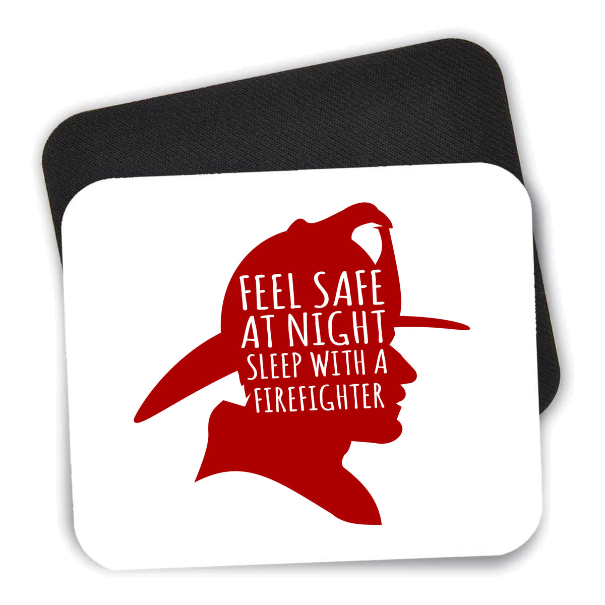 Feel Safe at Night Sleep with a Firefighter mouse pad shown with its black non-slip rubber underside