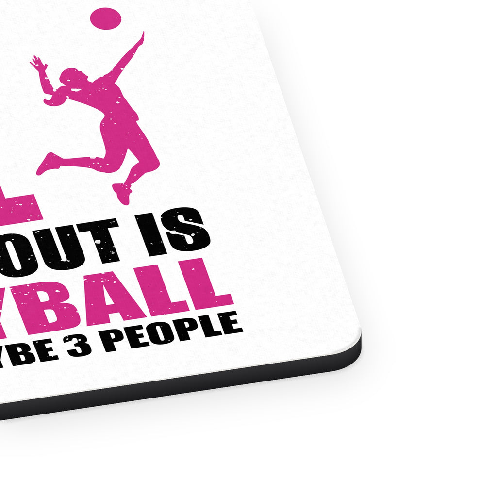 All This Girl Cares About is Volleyball mouse pad, close-up of the fabric surface and rubber edge