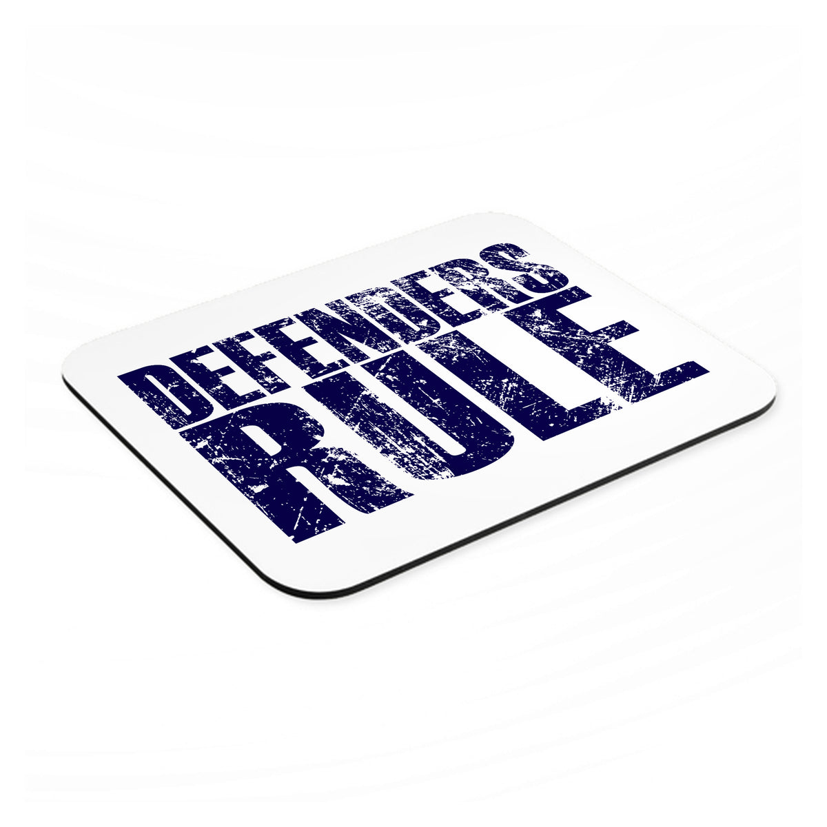 Defenders Rule mouse pad, angled view showing the 1/4 inch thick base
