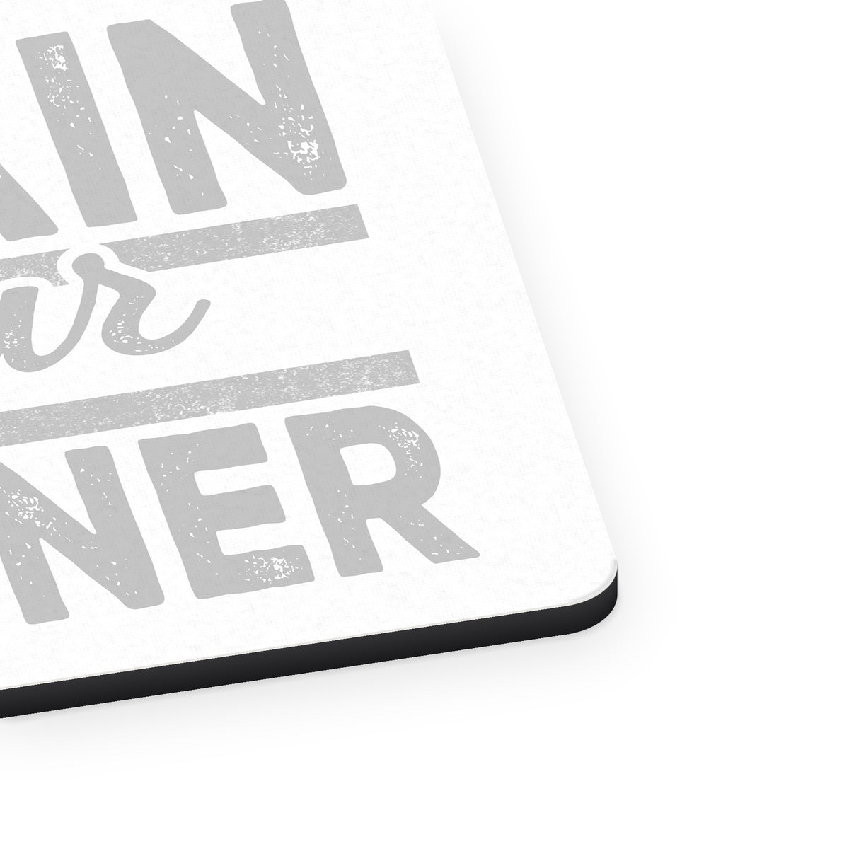 I Train Your Trainer mouse pad, close-up of the fabric surface and rubber edge