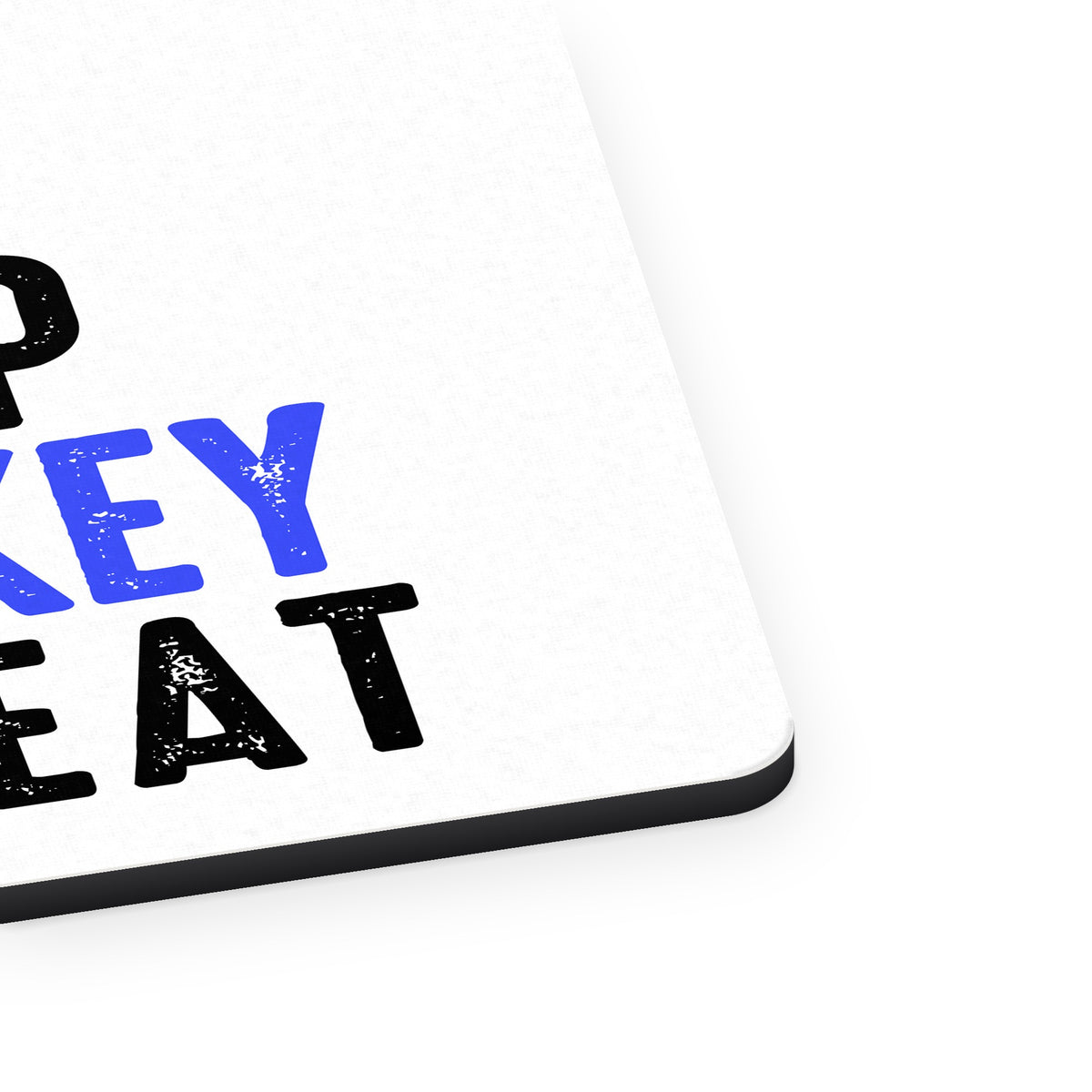 Eat Sleep Hockey Repeat mouse pad, close-up of the fabric surface and rubber edge