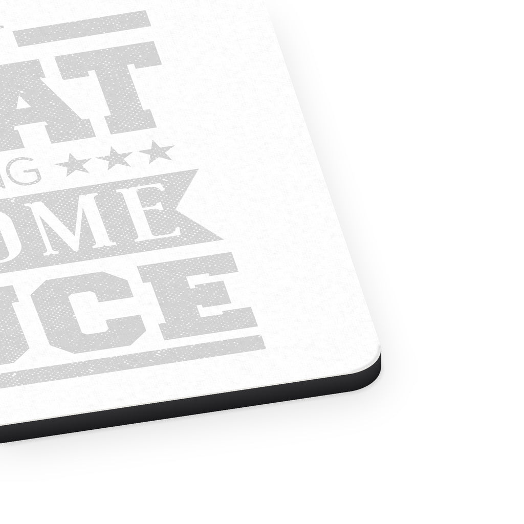 That's Not Sweat I'm Leaking Awesome Sauce mouse pad, close-up of the fabric surface and rubber edge