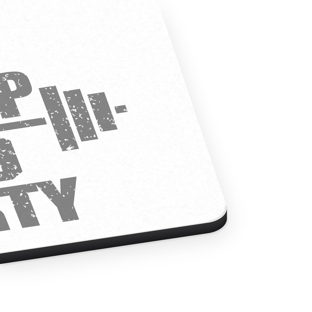 No Pump No Party Weights mouse pad, close-up of the fabric surface and rubber edge