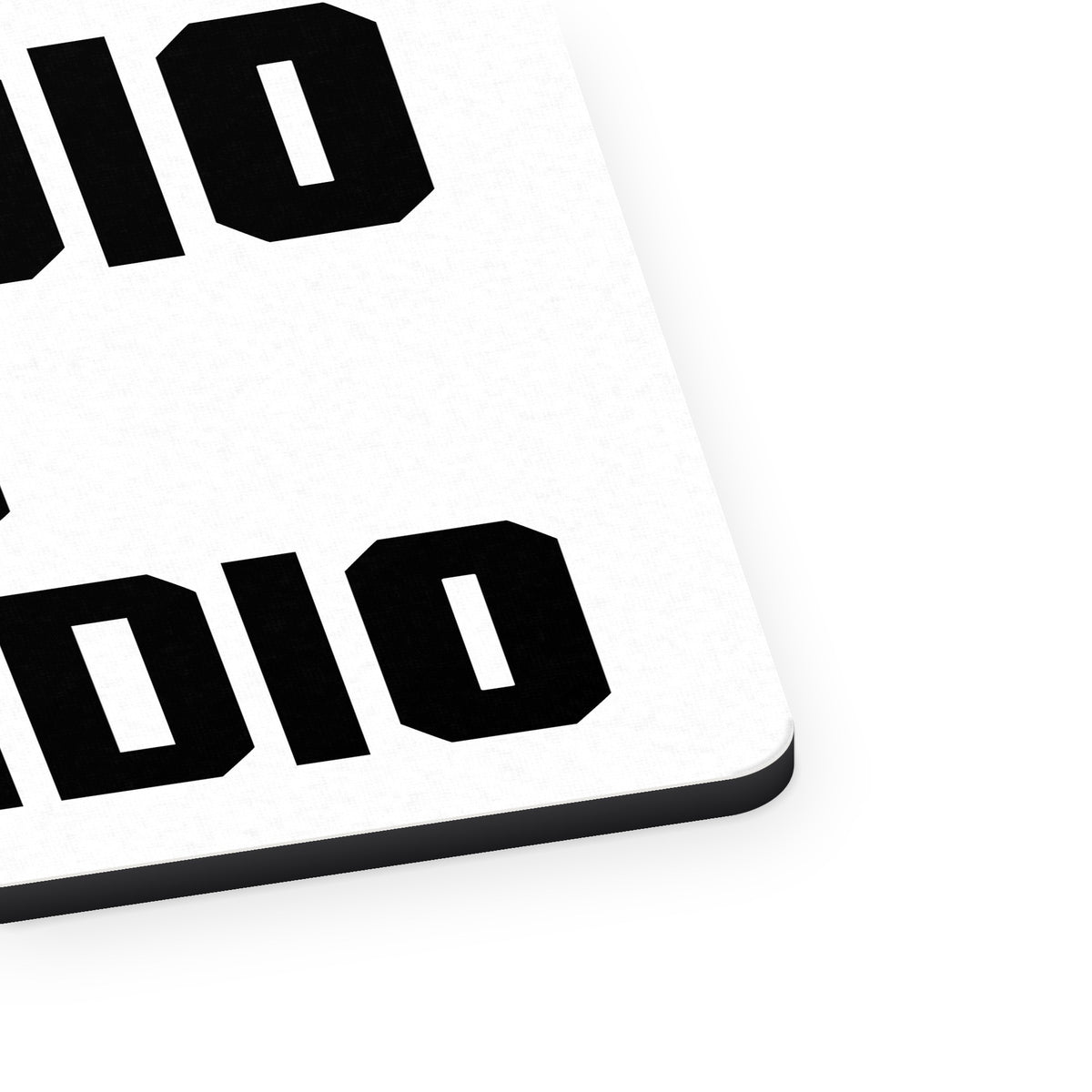 Cardio is Hardio mouse pad, close-up of the fabric surface and rubber edge