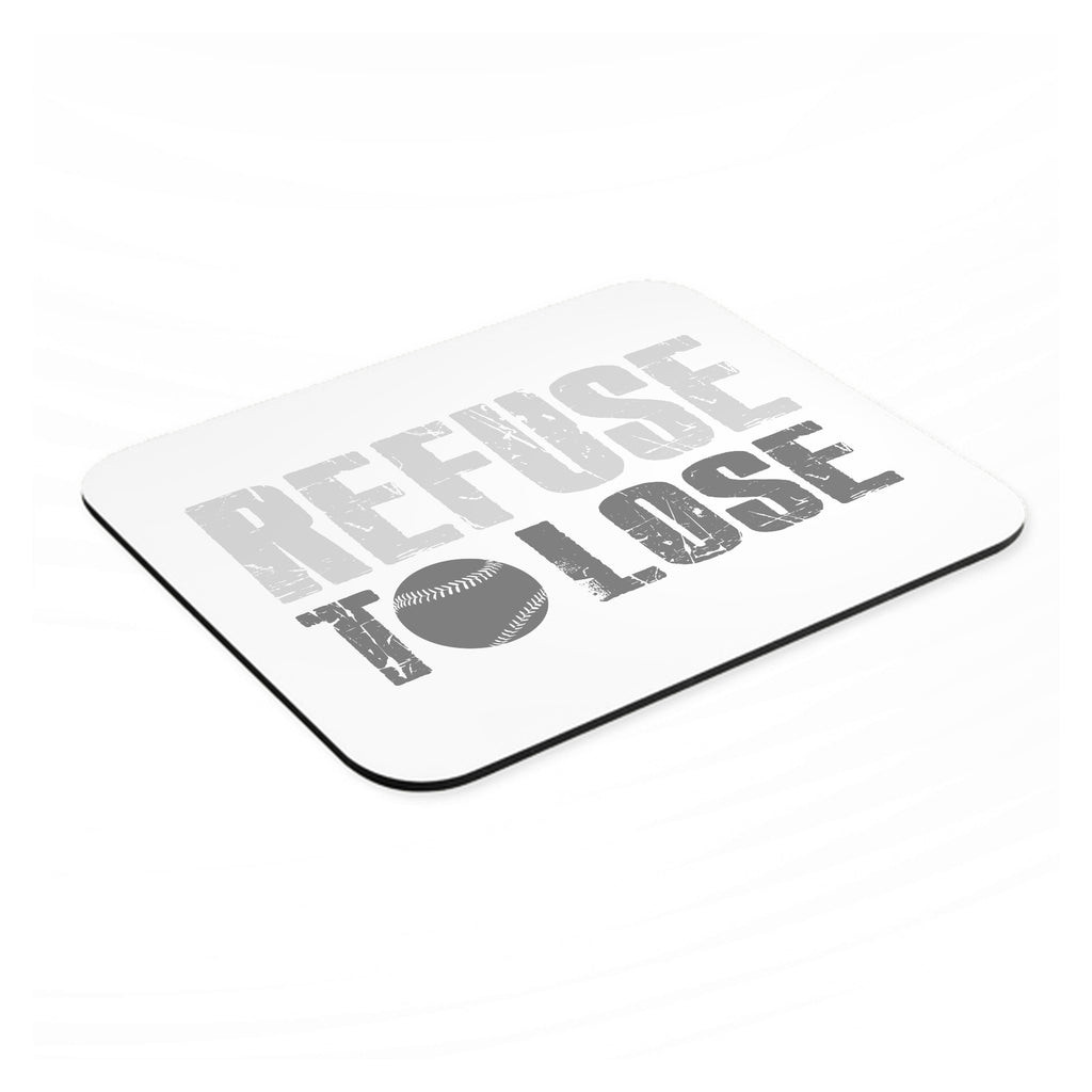 Refuse to Lose Baseball mouse pad, angled view showing the 1/4 inch thick base