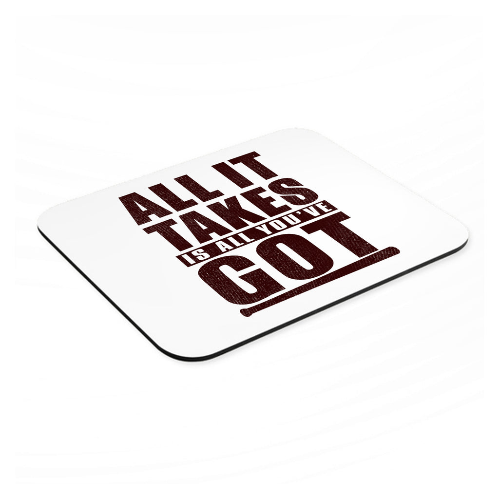 All It Takes Is All You've Got Baseball mouse pad, angled view showing the 1/4 inch thick base