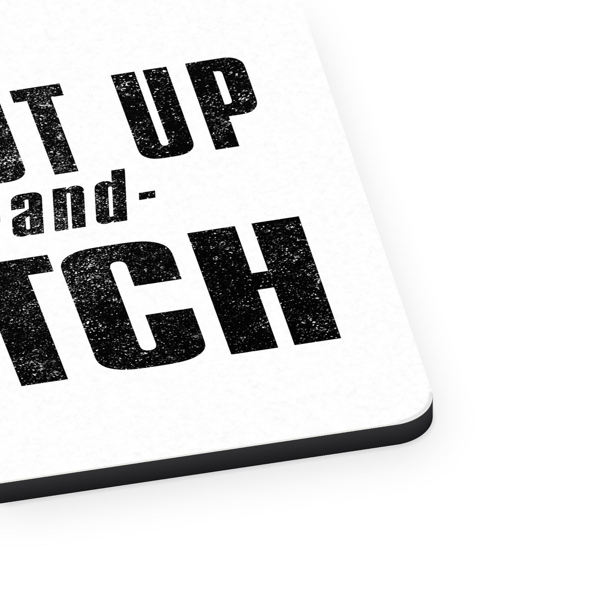 Shut Up & Pitch Baseball mouse pad, close-up of the fabric surface and rubber edge