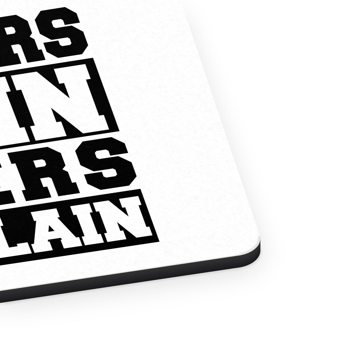 Winners Train Losers Complain mouse pad, close-up of the fabric surface and rubber edge
