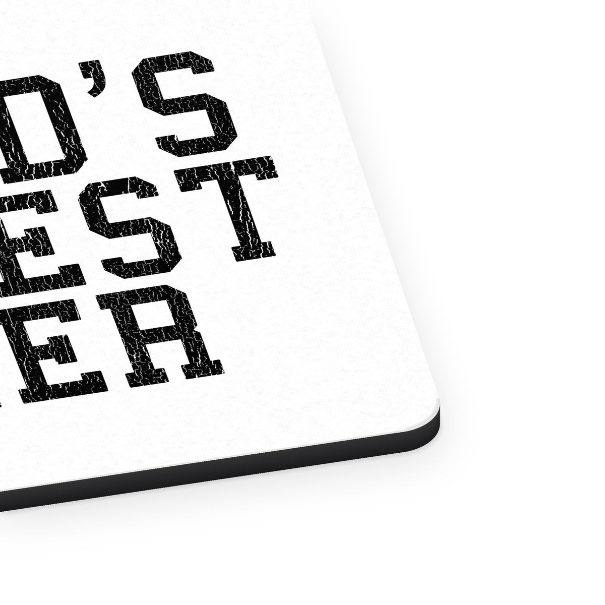 World's Okayest Boxer mouse pad, close-up of the fabric surface and rubber edge