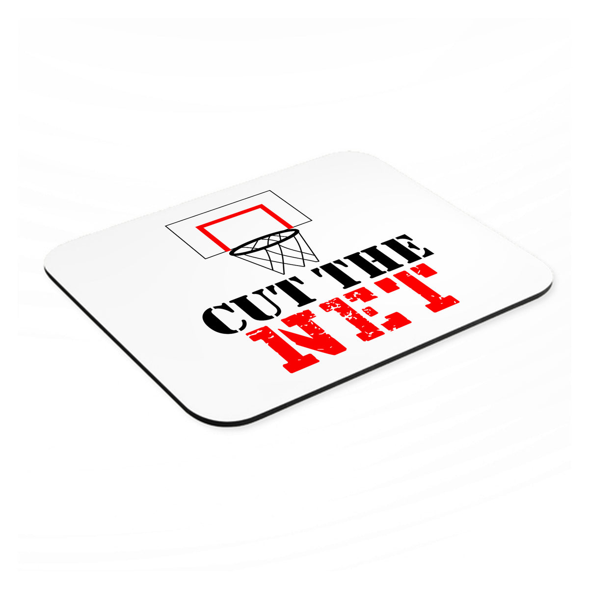 Cut the Net Basketball mouse pad, angled view showing the 1/4 inch thick base