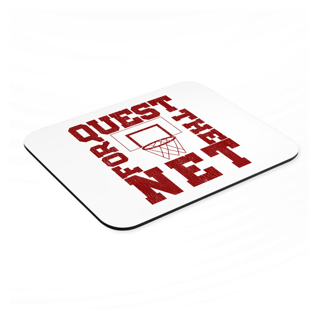 Quest For The Net Basketball mouse pad, angled view showing the 1/4 inch thick base