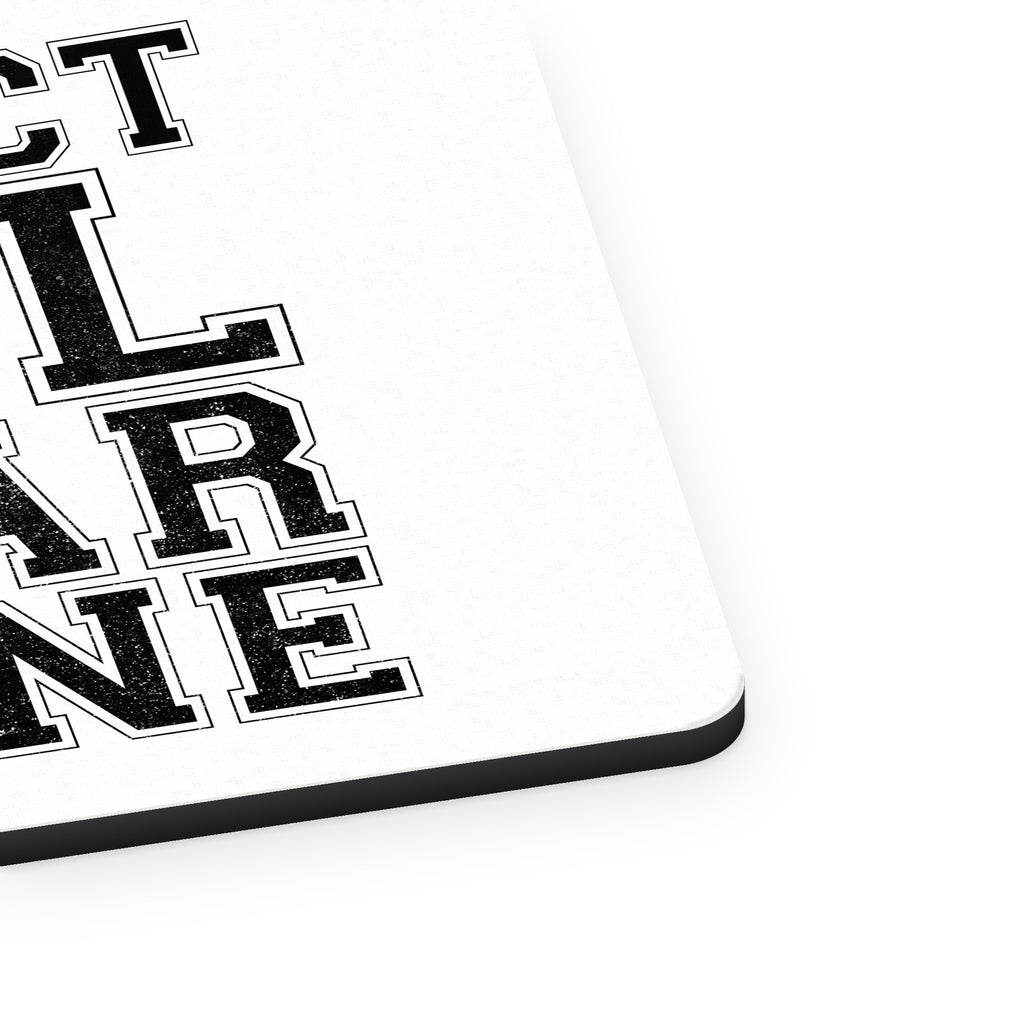 Respect All Fear None mouse pad, close-up of the fabric surface and rubber edge