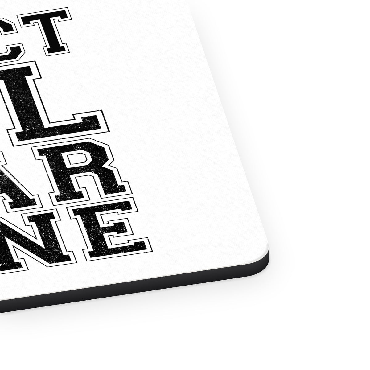 Respect All Fear None mouse pad, close-up of the fabric surface and rubber edge